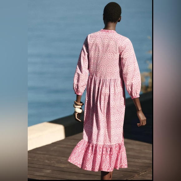 🔥🔥Zara Pink Patterned Midi Dress - Picture 6 of 9